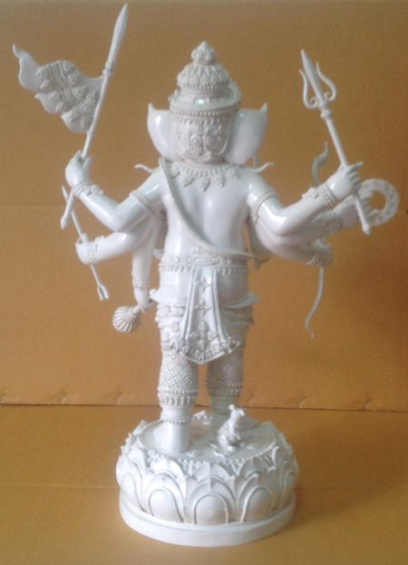 พระพิฆเนศ ปางปราบพญามาร 8 กร 9นิ้ว ทองเหลือง สีขาว