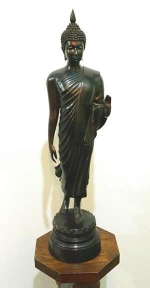 พระพุทธรูป ปางลีลา สูง80ซม. ทองเหลือง รมดำ (พุทธมณฑล)