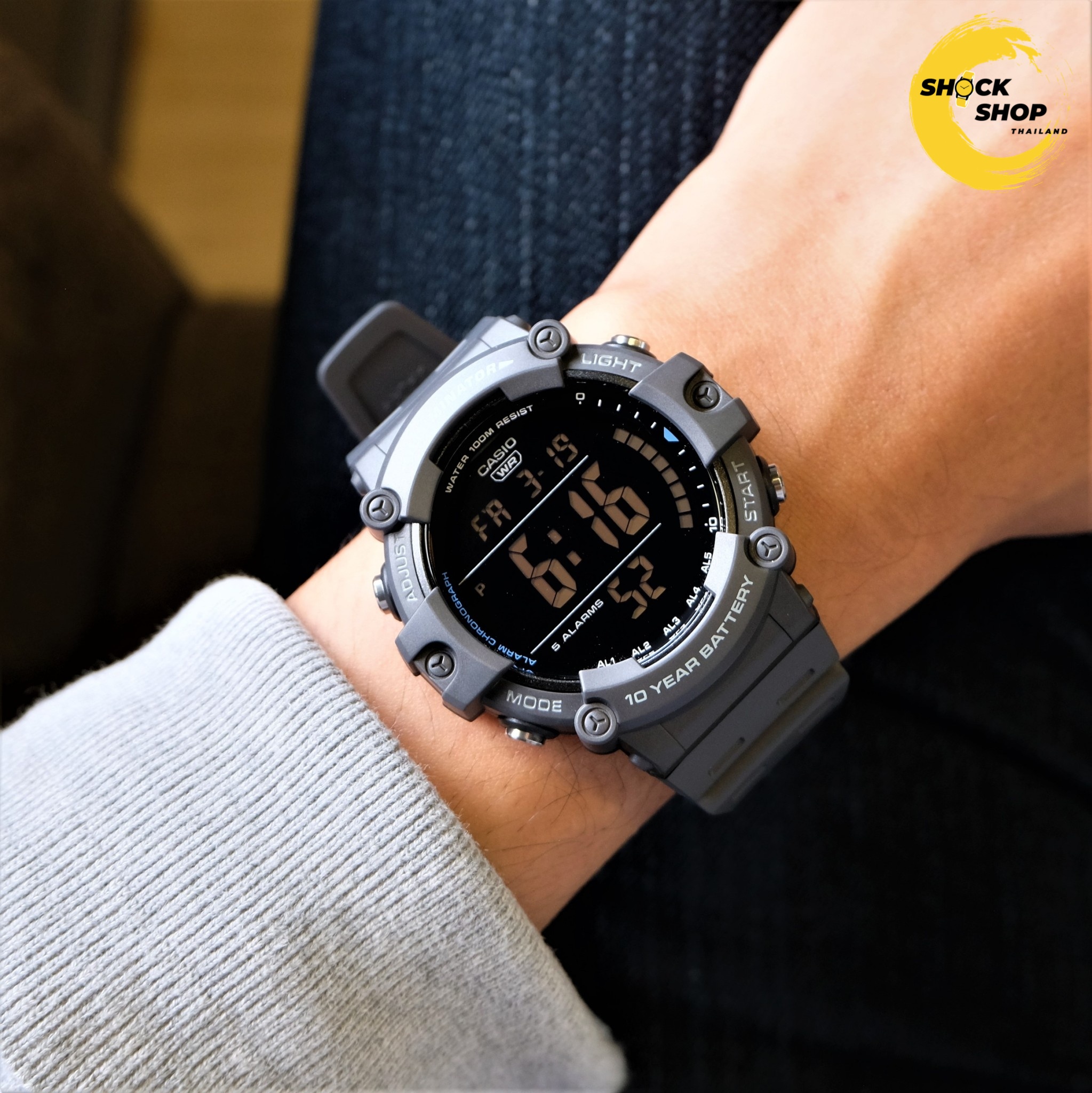 CASIO นาฬิกาข้อมือผู้ชาย รุ่น AE-1500WH-8BV วัสดุเรซิ่น สีเทาดำ คาสิโอ