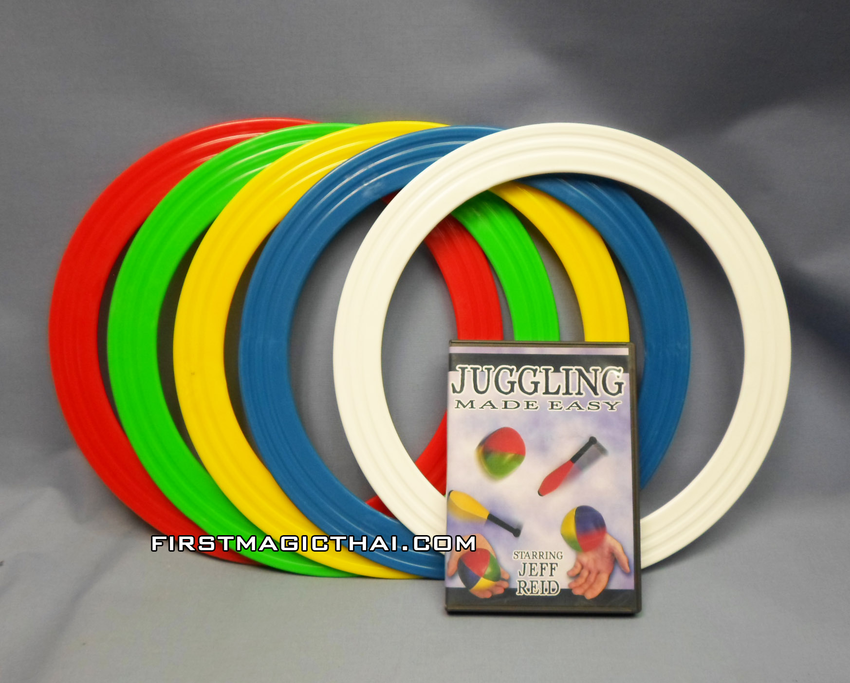 ชุดจักกลิ้ง ห่วง13นิ้ว 5ห่วง+แผ่นสอน / Set Juggling Ring+DVD