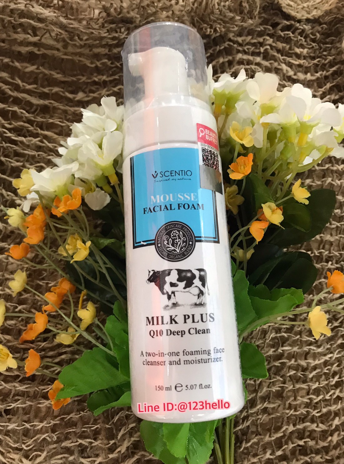 SCENTIO Milk Plus Q10 Deep Clean Mousse Facial Foam 150 มล. เซนทิโอ มิลค์พลัส คิวเทน ดีพ คลีน มูส เฟเชียล โฟม