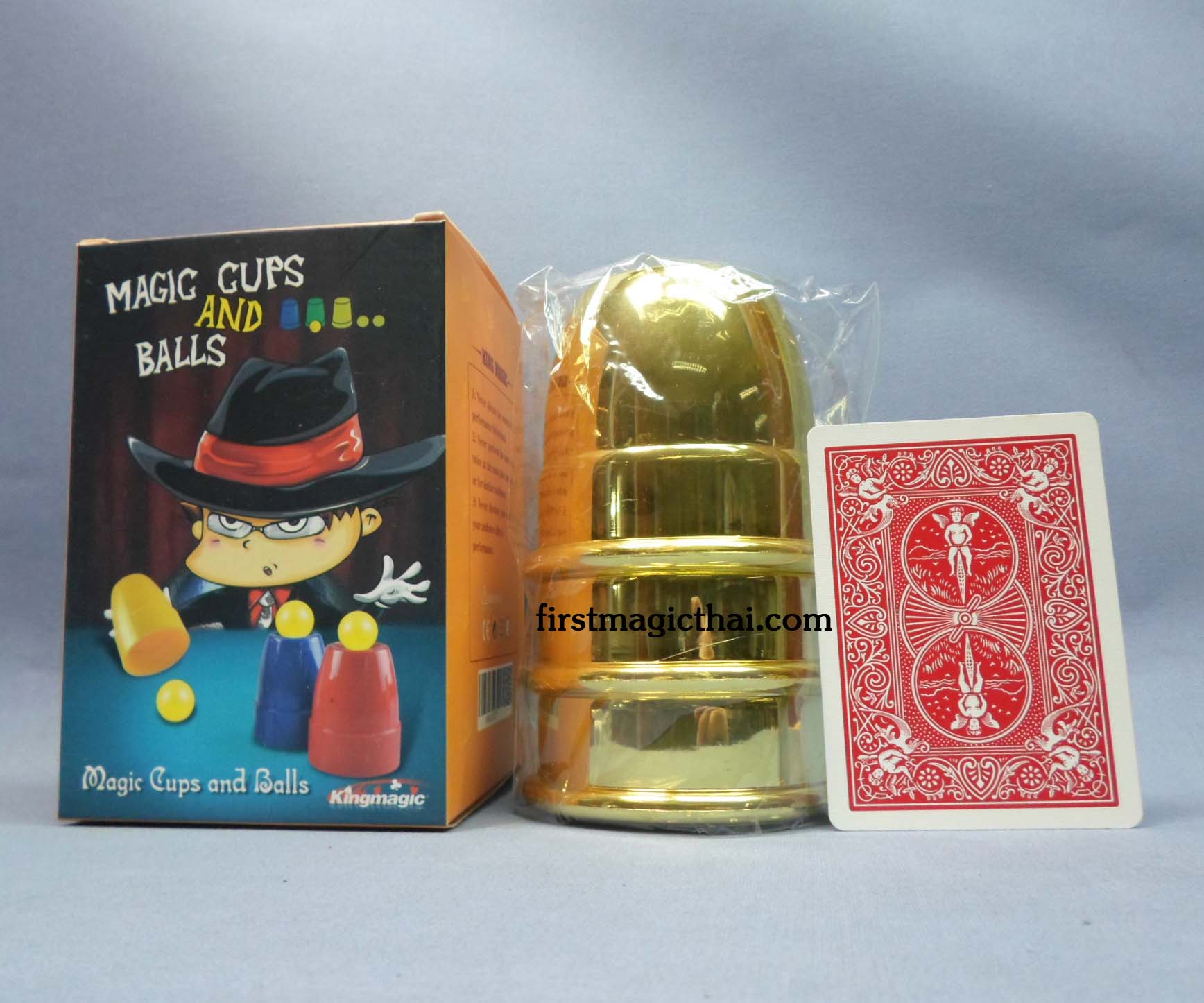 ถ้วย3ใบ ใหญ่ พลาสติก ทอง / Cups & Balls