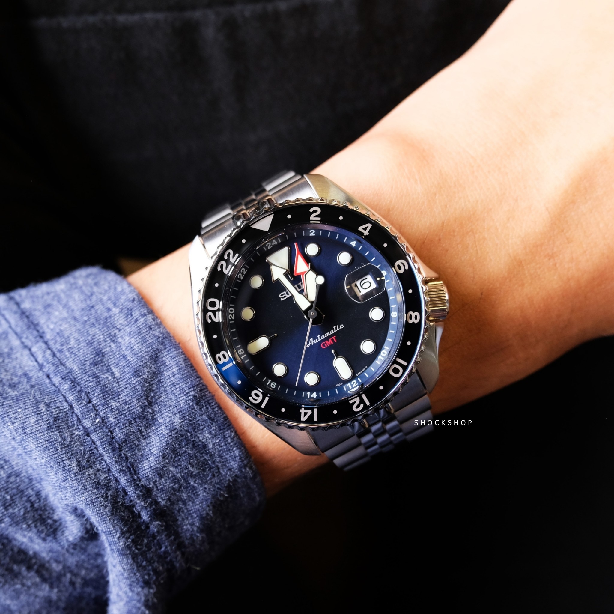 นาฬิกาข้อมือ NEW SEIKO 5 SPORTS AUTOMATIC G.M.T รุ่น SSK003K