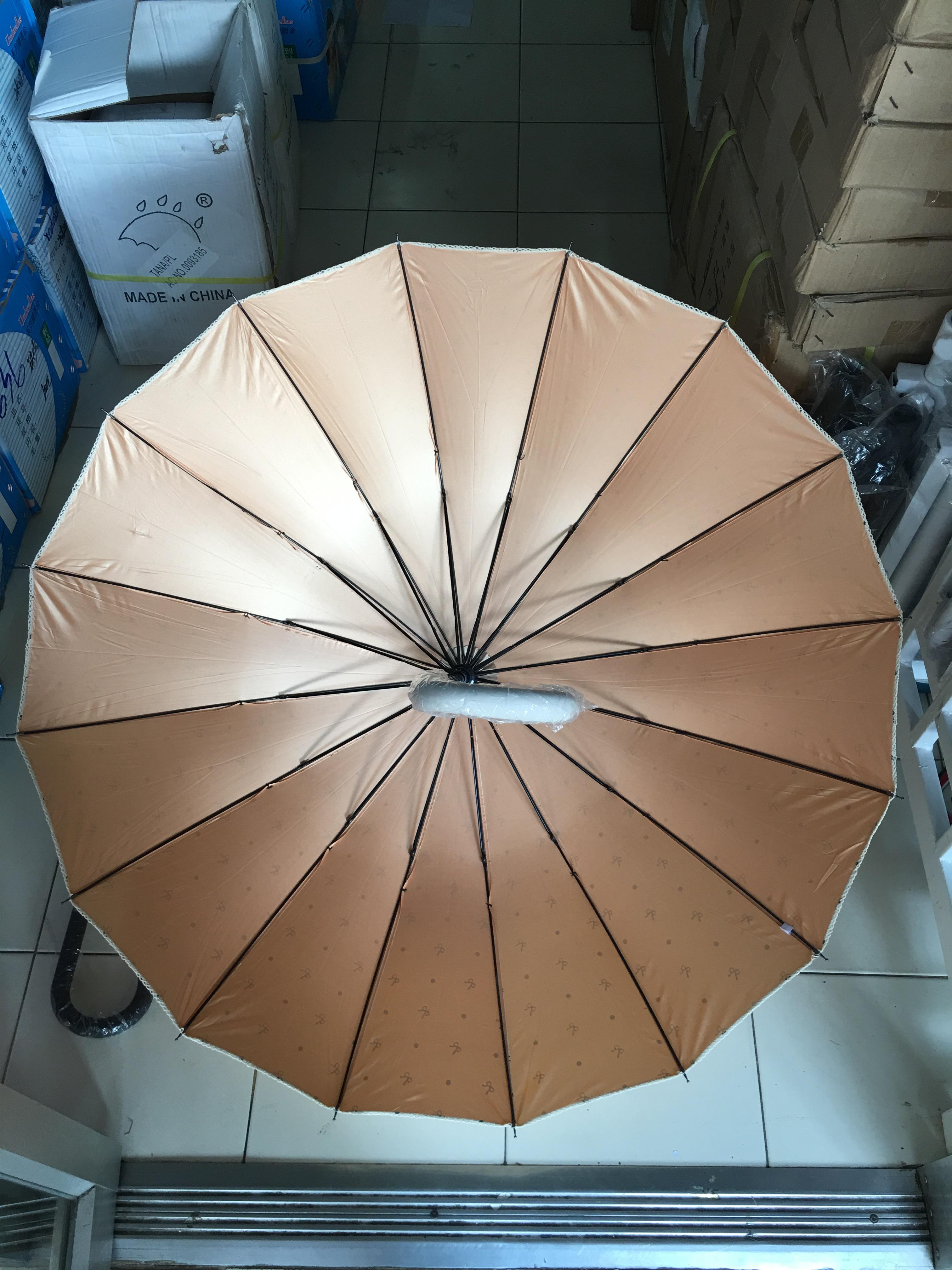 ร่มตอนเดียว23นิ้วลายโบว์มีระบายลูกไม้มียูวีสีทอง