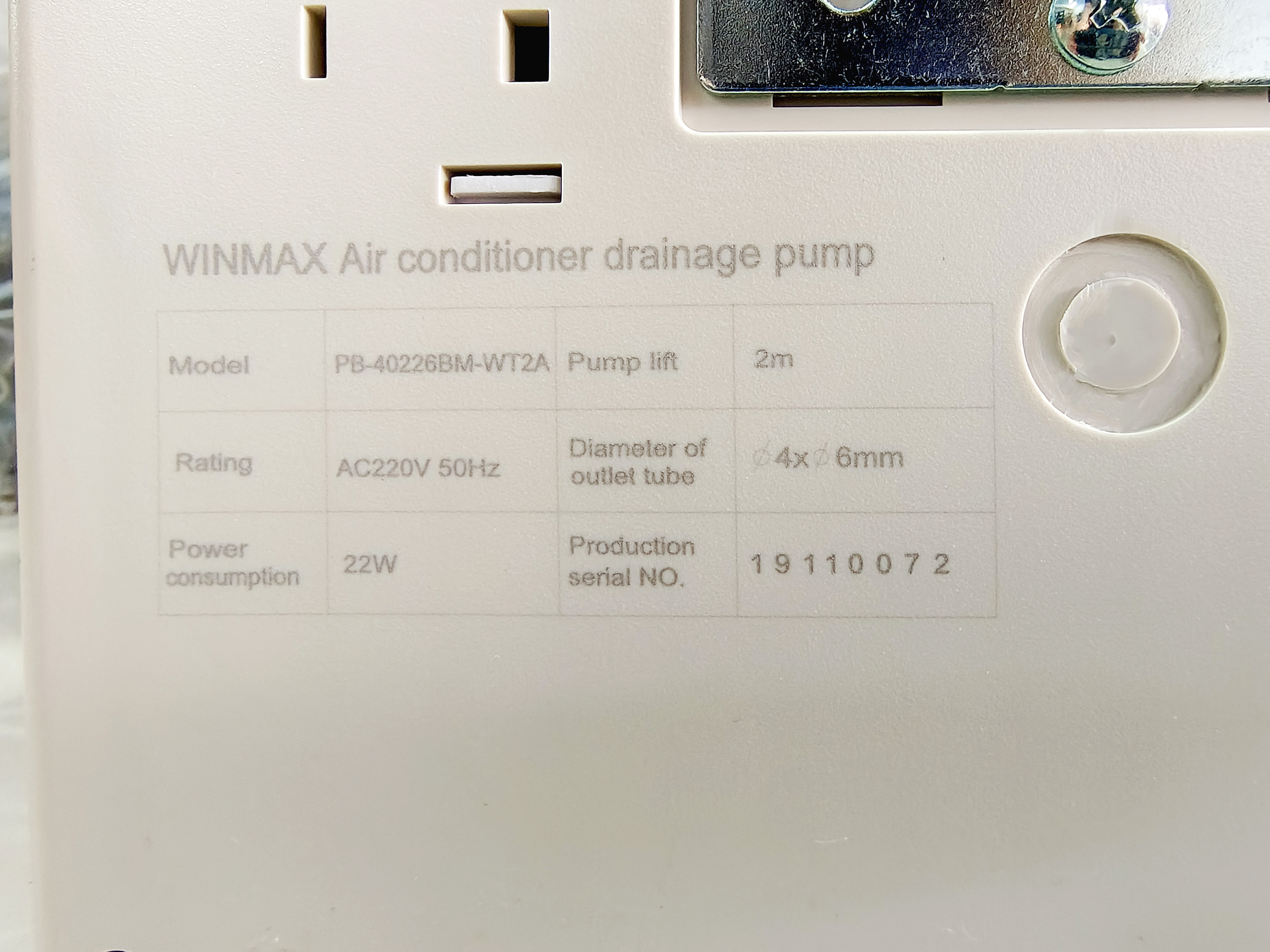 ปั๊มน้ำทิ้งแอร์ WINMAX (กาลักน้ำ) PB-40226BM-WT2A
