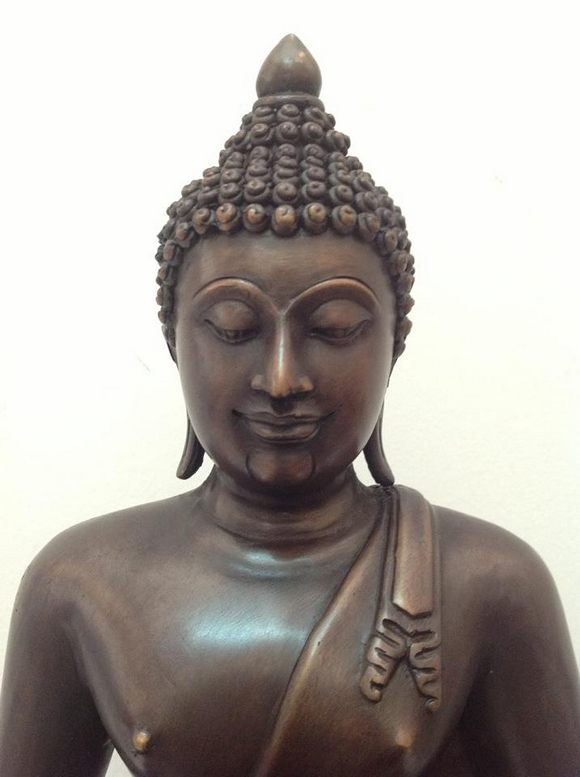 พระเชียงแสน 9นิ้ว เนื้อทองเหลือง รมดำ ปางสมาธิ