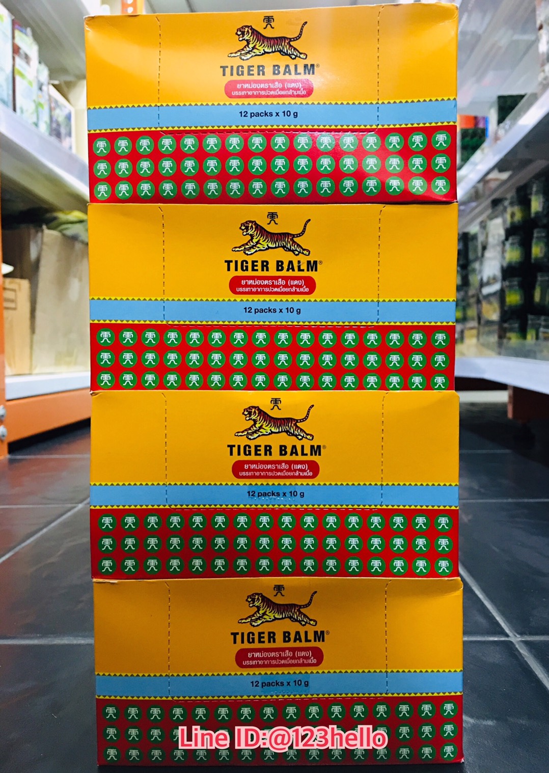 TIGER BALM RED OINTMENT ยาหม่องตราเสือ (แดง) บรรจุ 12 packs x 10 g