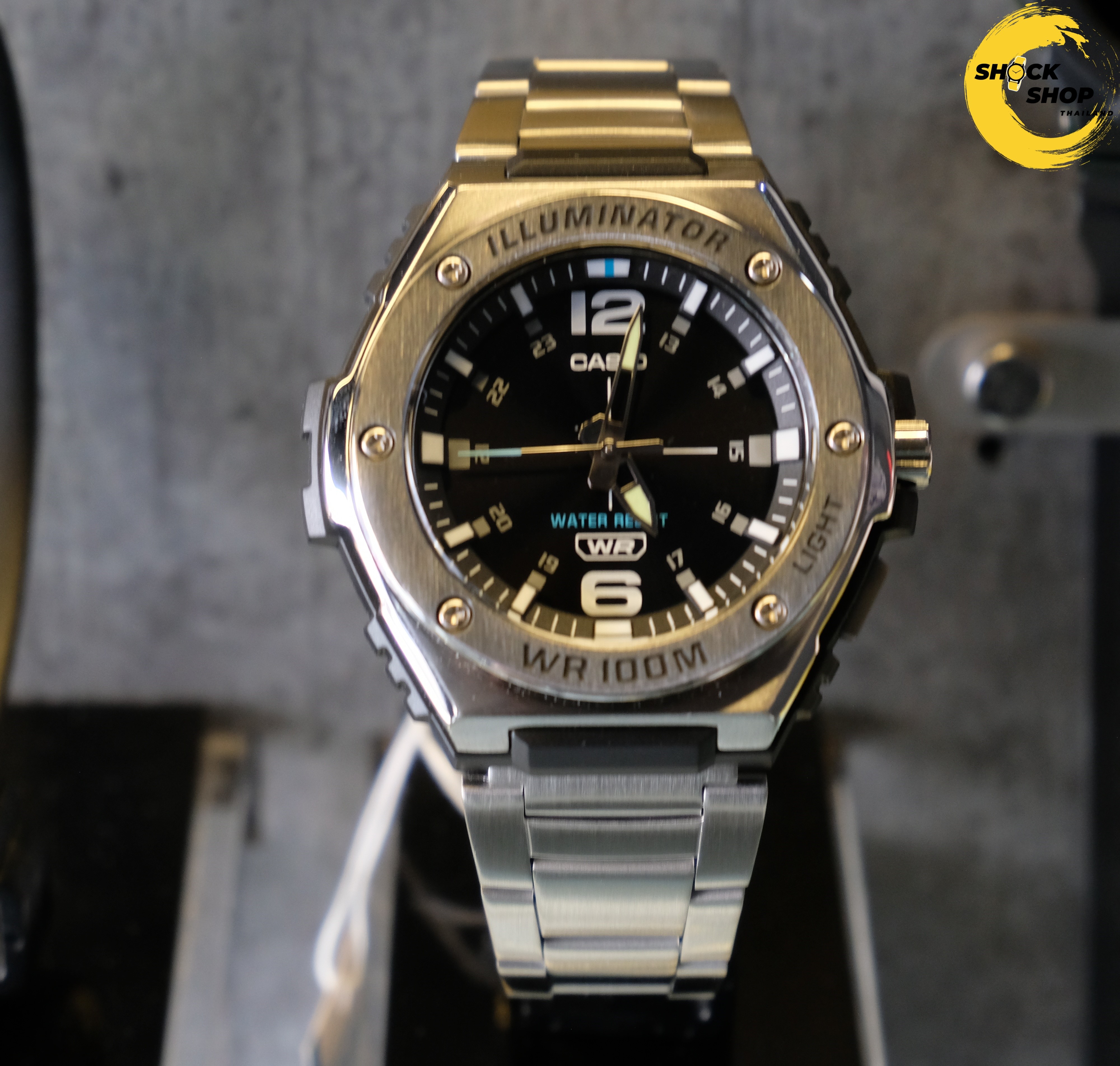 CASIO นาฬิกาผู้ชาย รุ่น MWA-100HD-1AV วัสดุสเตนเลสสตีล สีดำ คาสิโอ