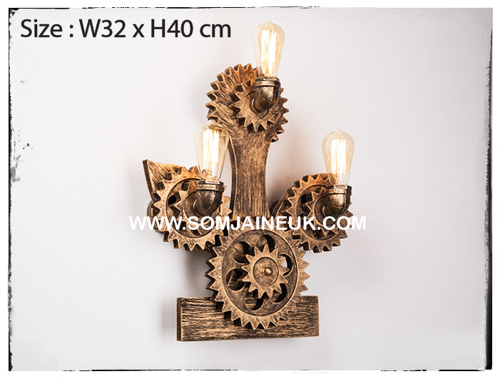 #007 โคมไฟเฟืองเกียร์หมุนได้แบบติดผนัง สไตล์ลอฟท์ เรโทร (American Retro Gear Lamp) แถมฟรีหลอดเอดิสัน !!!