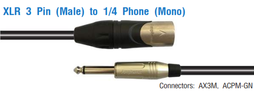 XLR 3 Pin (Male) to 1/4 Phone (Mono) ความยาว 1 เมตร