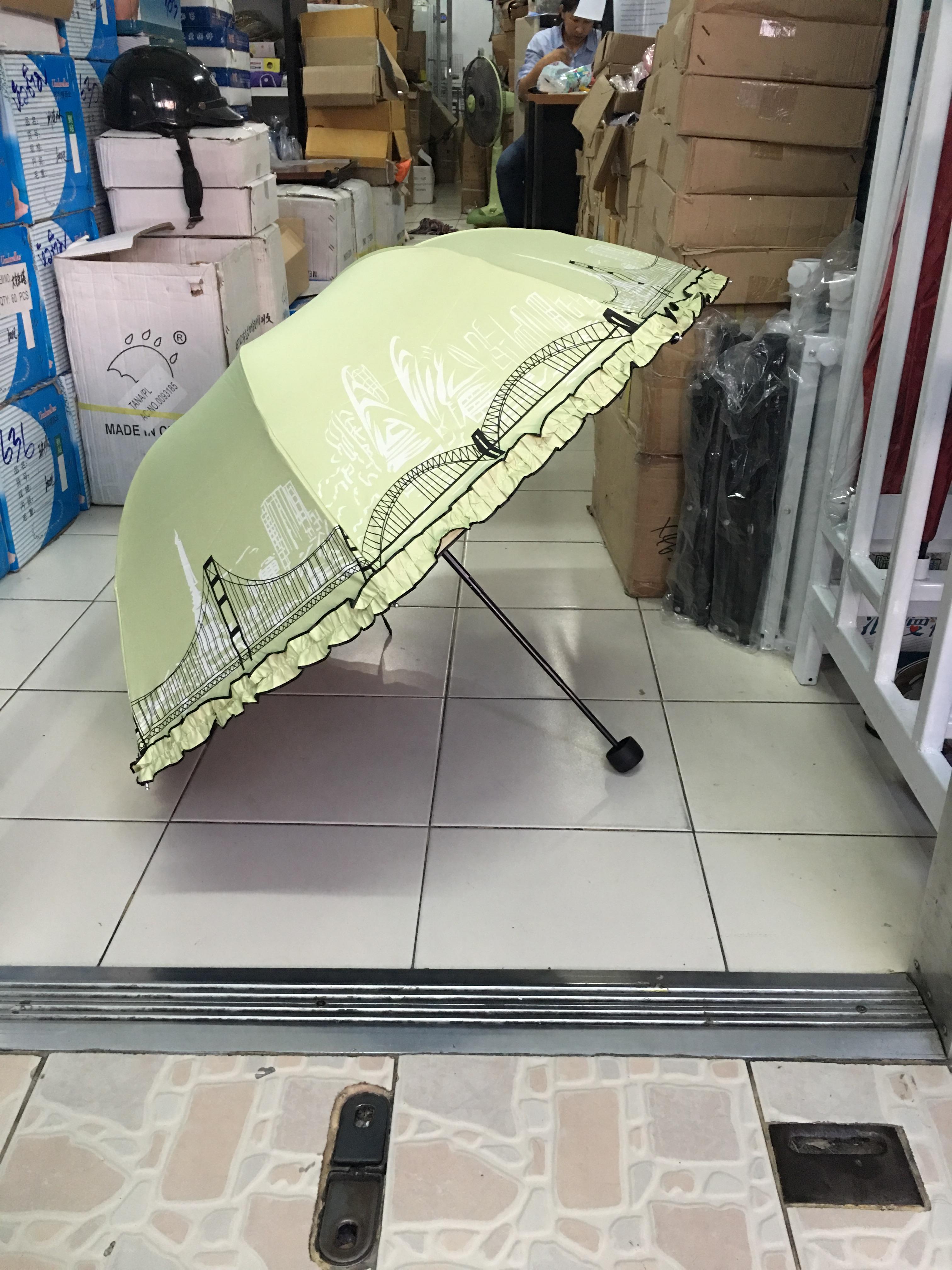 ร่มโค้งแฟชั่นรหัส657มีระบายยูวีสีดำ