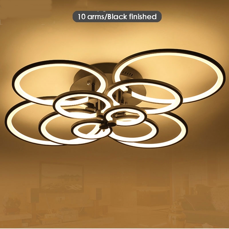 โคมไฟเพดาน LED วงแหวนซ้อน สีดำ ไฟเพดาน Ceiling light โคมไฟแขวน ไฟระย้า ไฟแขวน ไฟกิ่ง ไฟห้อย ตกแต่ง ร้านค้า บ้าน คอนโด ห้องนอน สวยหรู ทนทาน ประหยัดไฟ