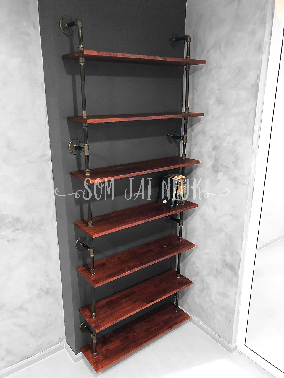 ชั้นวางของติดผนังสไตล์ Loft 7 ชั้น ฟรีติดตั้ง