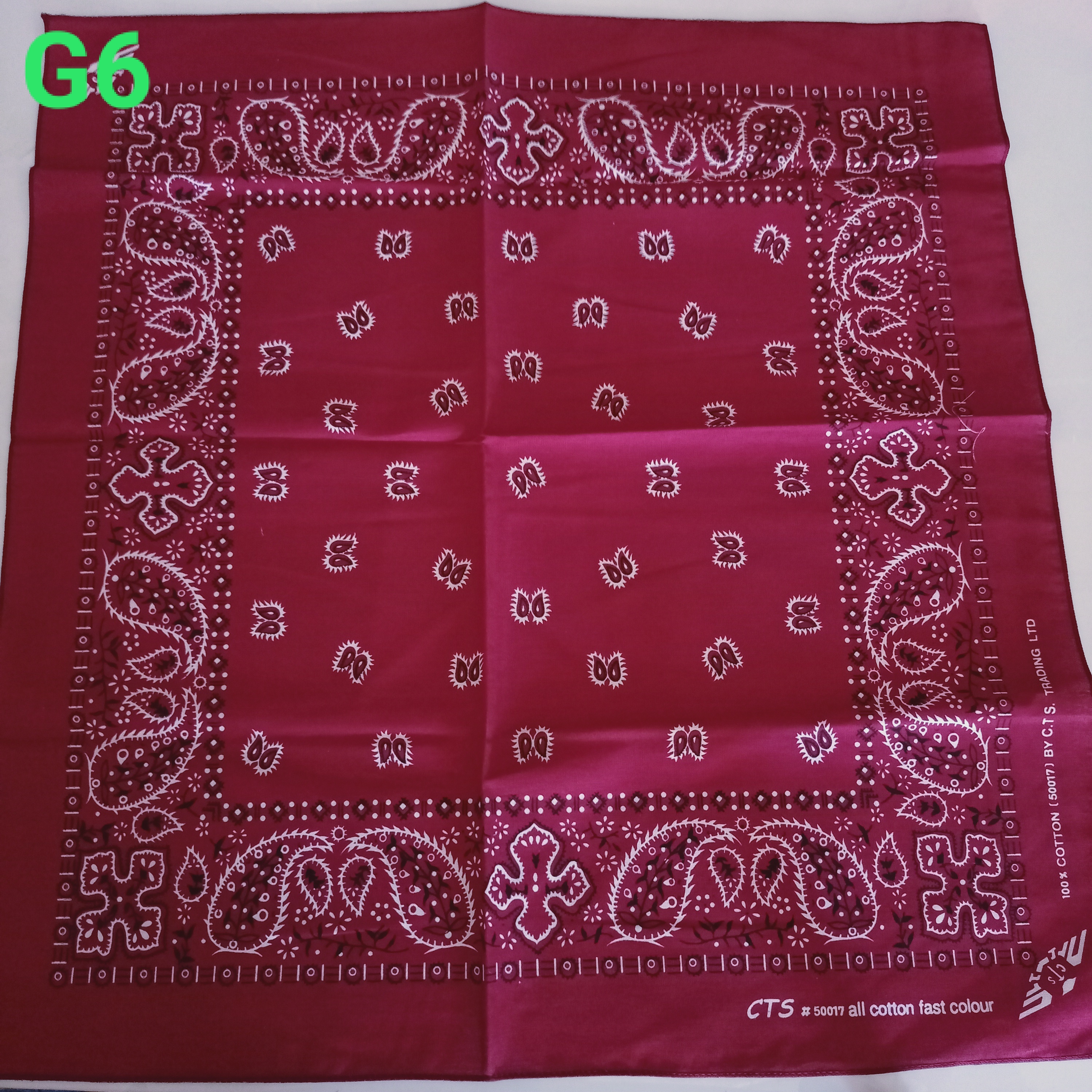 ผ้าเช็ดหน้า สีชมพูบานเย็น G6