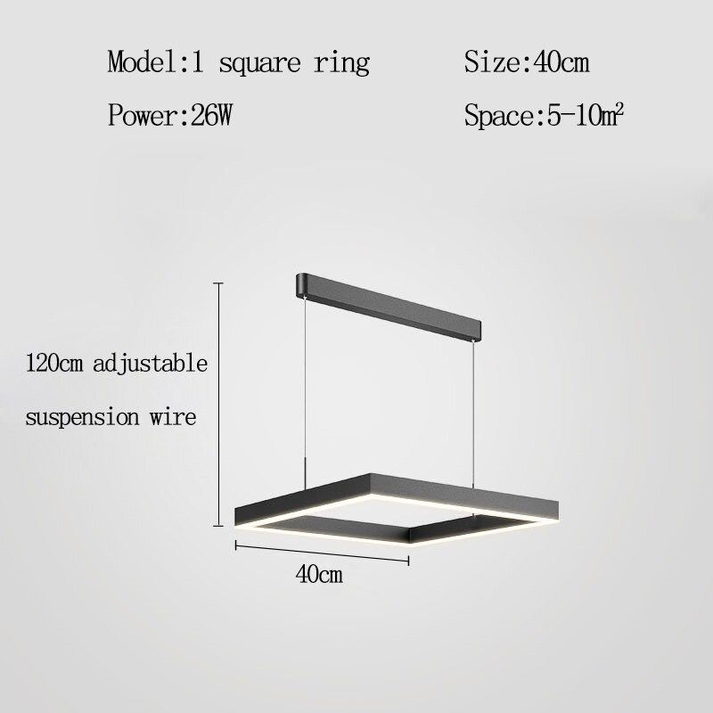 โคมไฟแขวน square ring Led วงสี่เหลี่ยม สีดำ ไฟเพดาน โคมเพดาน ไฟแขวน โคมแขวน ไฟห้อย ไฟระย้า ไฟช่อ ไฟกิ่ง สวยทันสมัย ไฟตกแต่ง หรูหรา ทนทาน ประหยัดไฟ