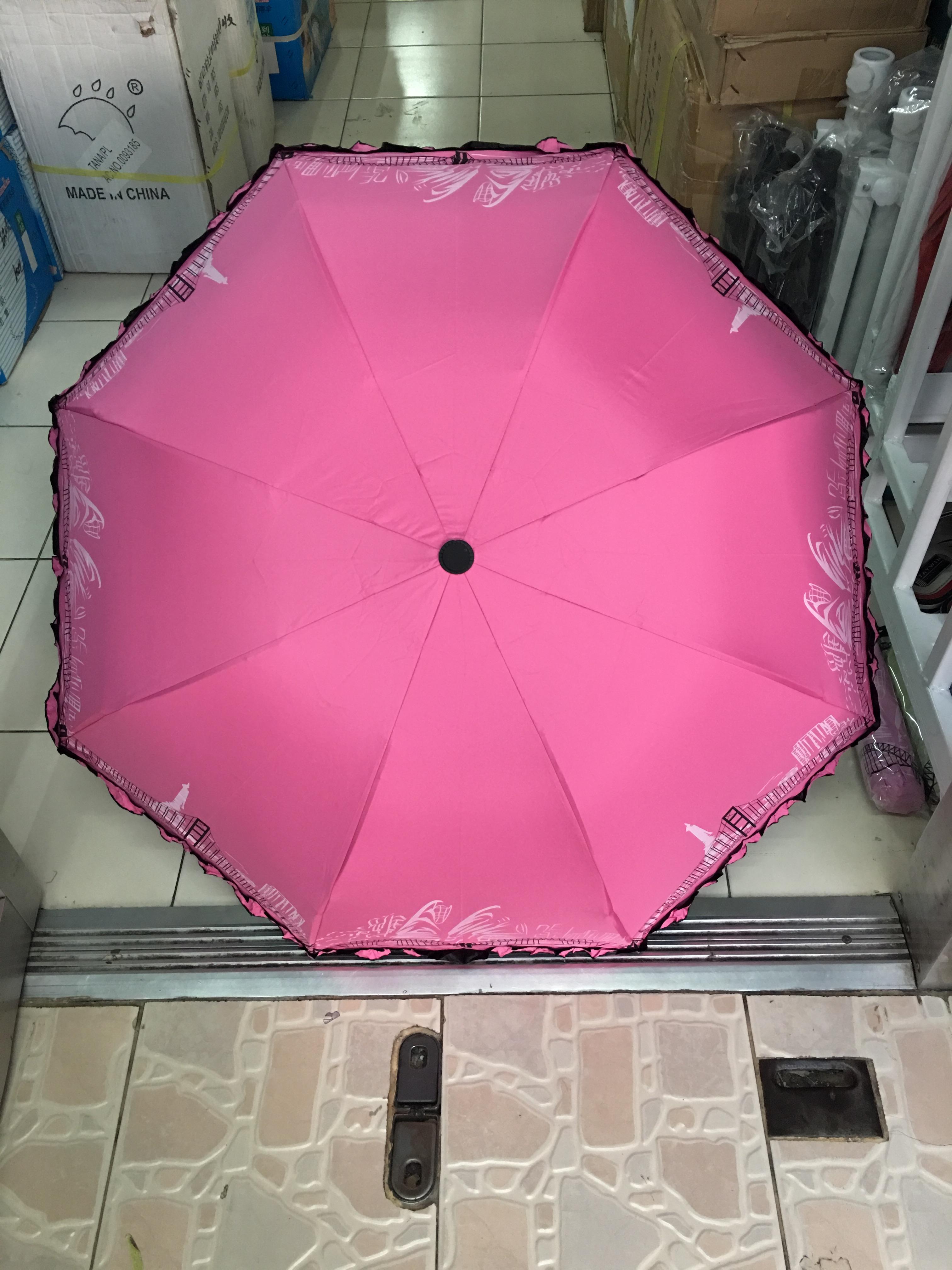 ร่มโค้งแฟชั่นรหัส657มีระบายยูวีสีดำ