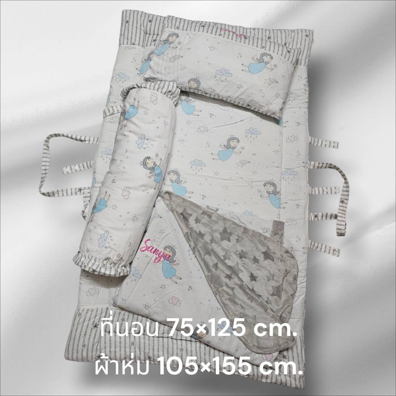 ชุดที่นอนเด็กอนุบาล พับได้ Nichpatr ปลอกผ้า Nano Airflow มือสอง สภาพสมบูรณ์