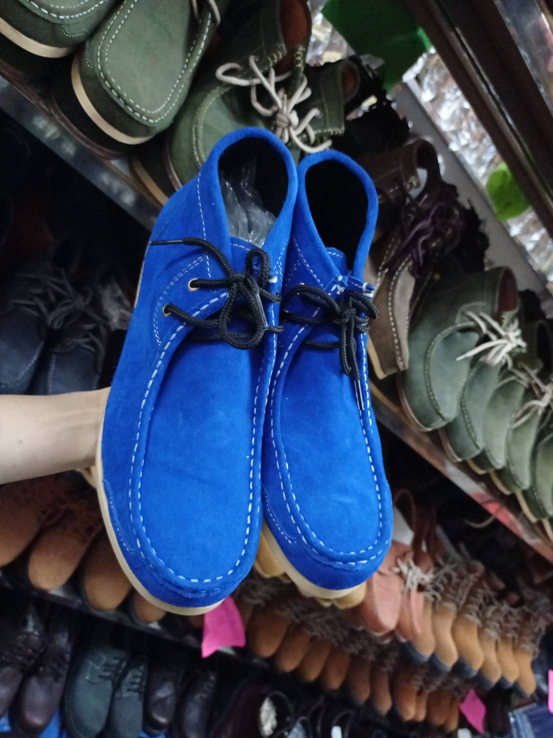 รองเท้าเซ็ฟตี้ รุ่นหุ้มข้อเช็คโก สีน้ำเงิน