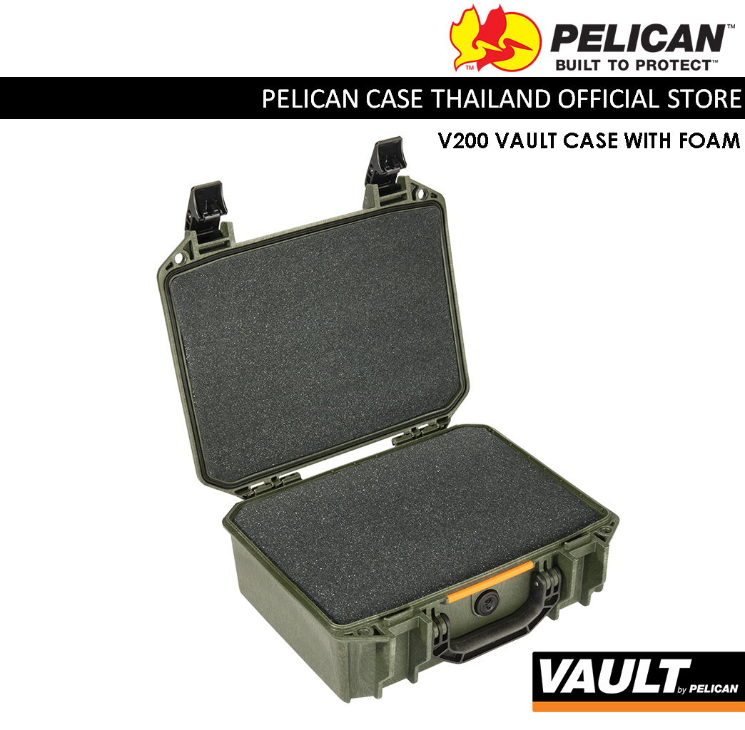 PELICAN VAULT V200 / V200C CASE WITH FOAM, OD GREEN