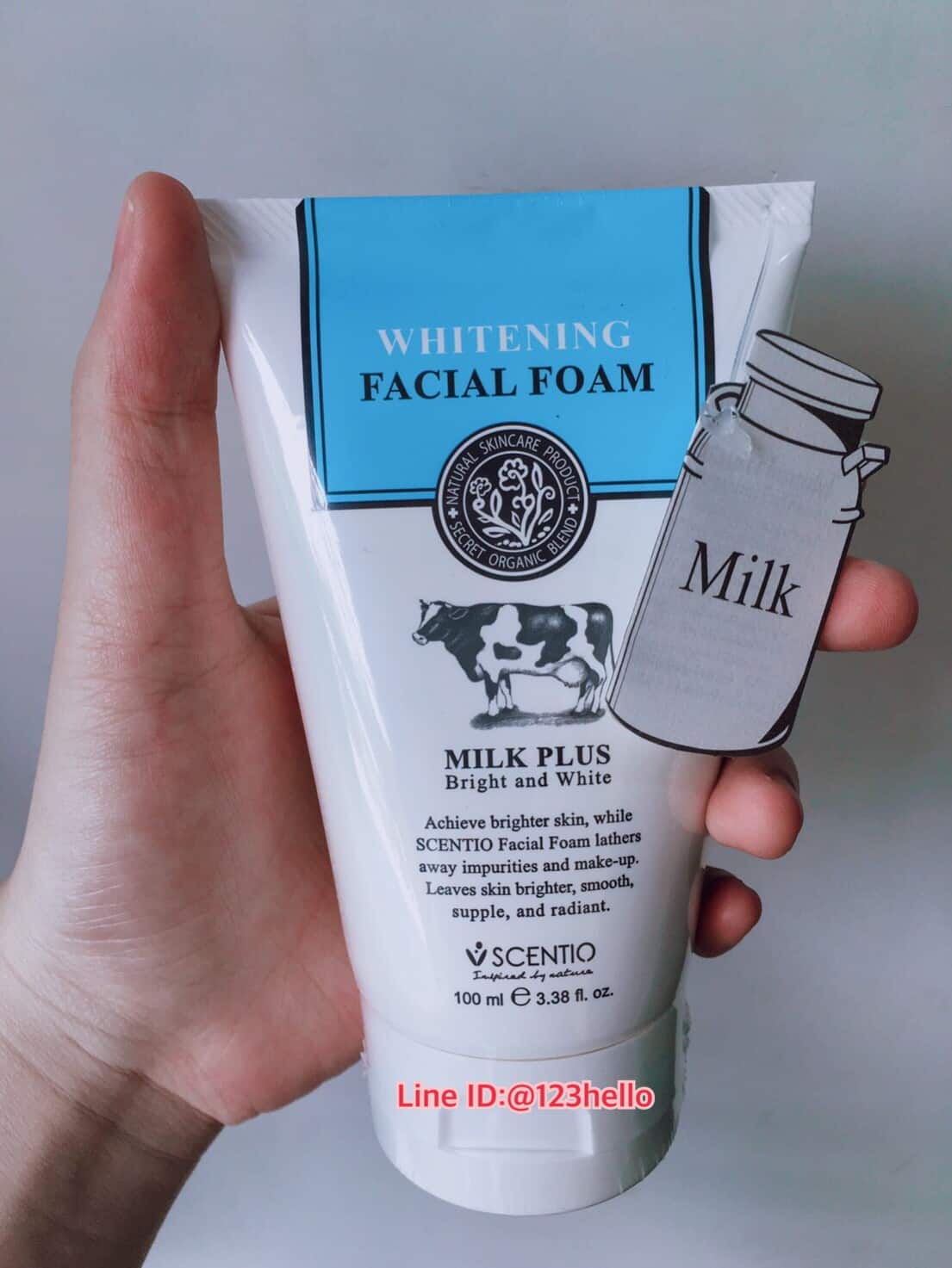 SCENTIO MILK PLUS WHITENING FACIAL FOAM เซนทิโอ มิลค์พลัส ไวเทนนิ่ง เฟเชียล โฟม คิวเทน 100 มล.