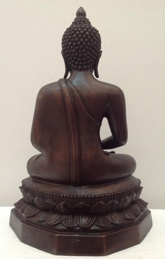 พระเชียงแสน 9นิ้ว เนื้อทองเหลือง รมดำ ปางสมาธิ