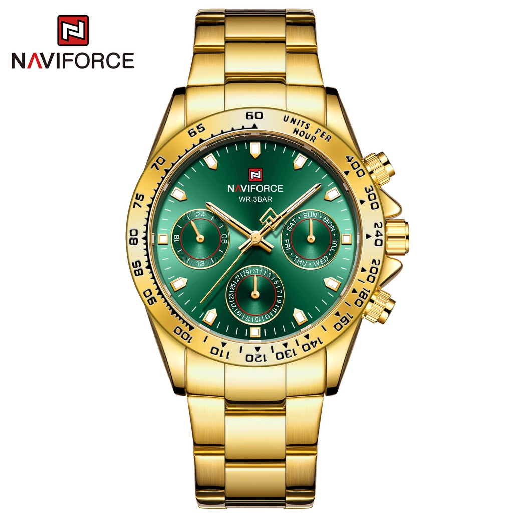 นาฬิกา Naviforce รุ่น NF9193 GD GRN สีทอง หน้าเขียว ของแท้ รับประกันศูนย์ 1 ปี ส่งพร้อมกล่อง และใบรับประกันศูนย์ ราคาถูกที่สุด