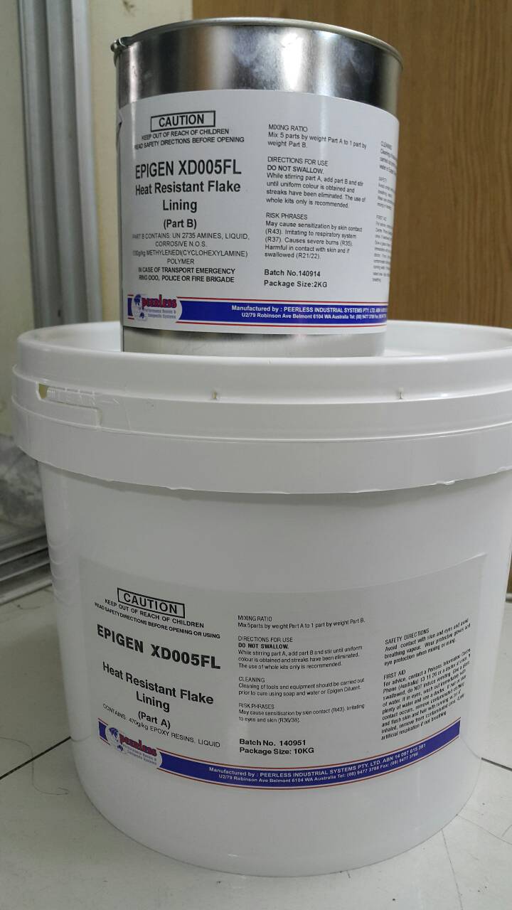 จิน(0875413514)นำเข้า-จำหน่าย อีพ็อกซี่เซรามิคEpigen XD005 FLสารเคลือบโลหะและคอนกรีตเพื่อป้องกันสนิมการเสียดสีและการกัดกร่อน ปกป้องชิ้นงานจากความร้อน เนื้อสารมีความแข็งแรงมากเพราะมีส่วนผสมของผงFLAKE