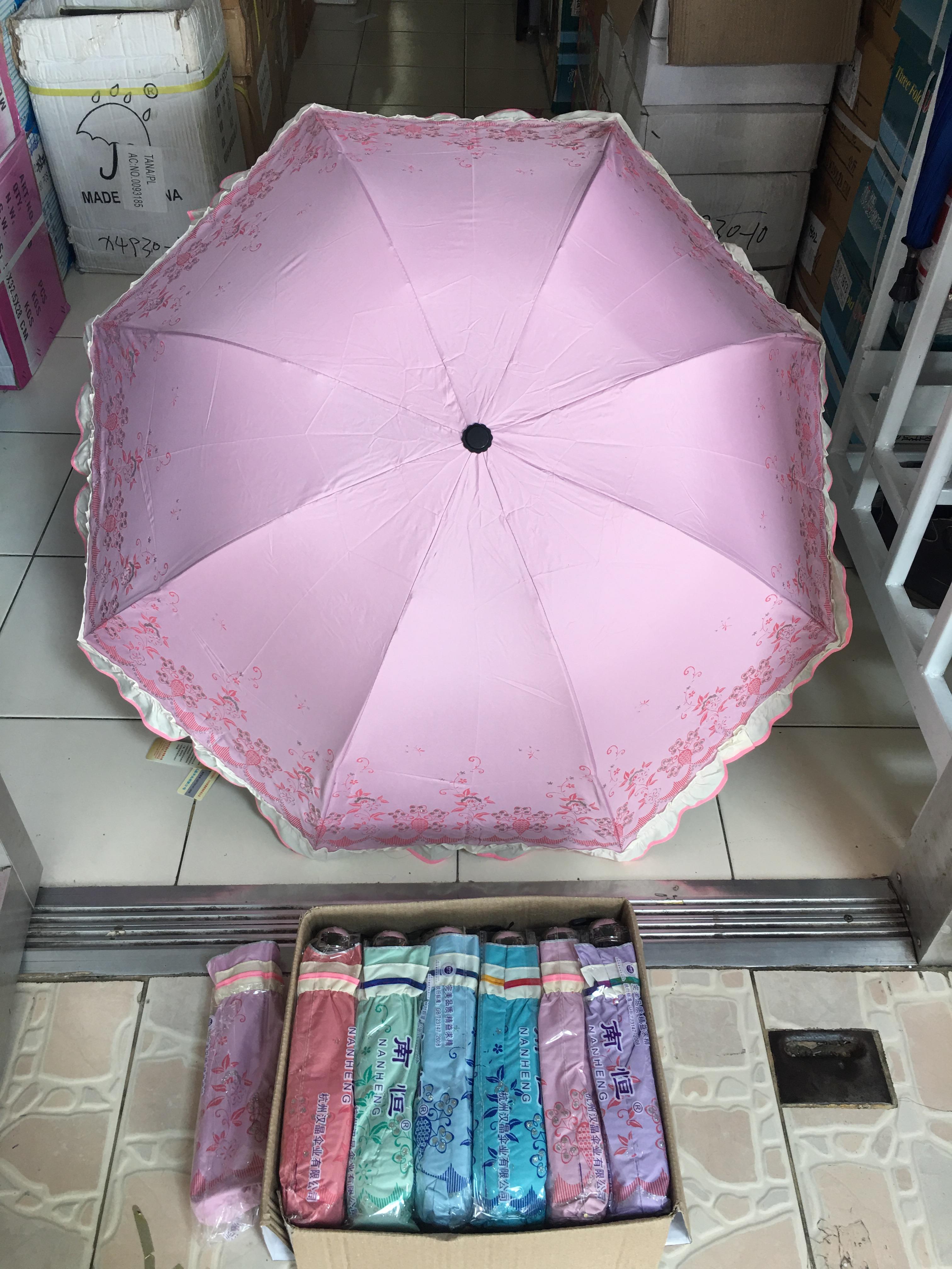 ร่มโค้งแฟชั่นมีระบาย ยูวี สีเงิน รหัส HJ A 387