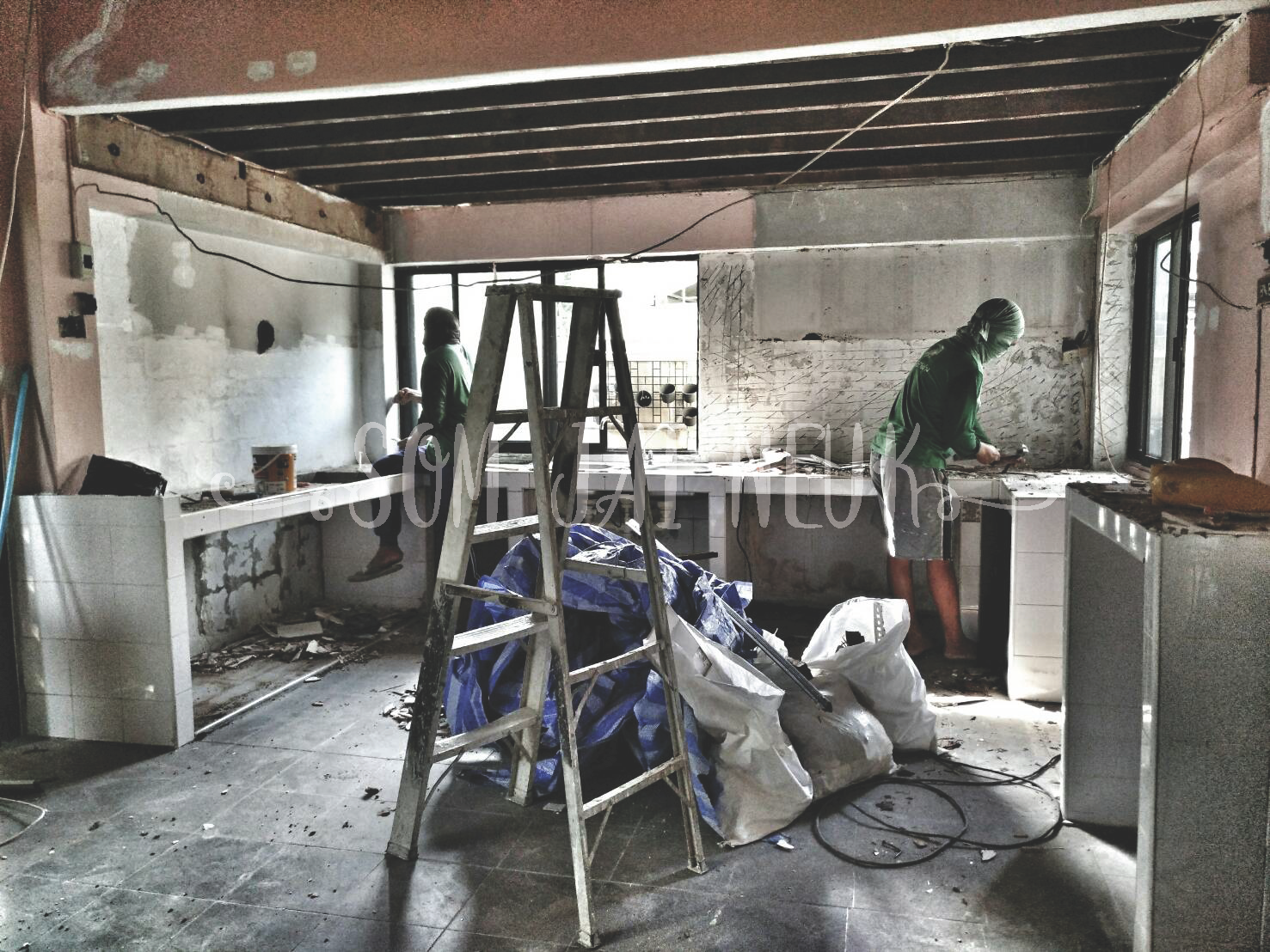 รีโนเวทครัว ฉาบปูนลอฟท์ 65 ตร.ม@ร้านอาหารย่านติวานนท์