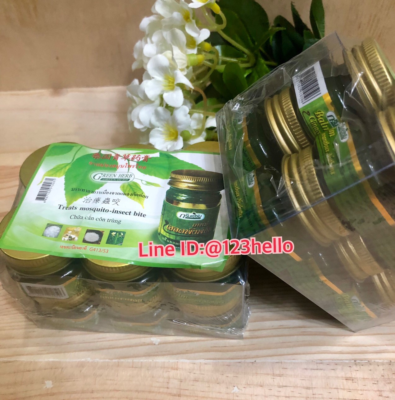 GREEN HERB Clinacanthus Nuthans Balm ยาหม่องเสลดพังพอน ตรากรีนเฮิร์บ บรรจุ 12 กระปุก กระปุกละ 10 กรัม