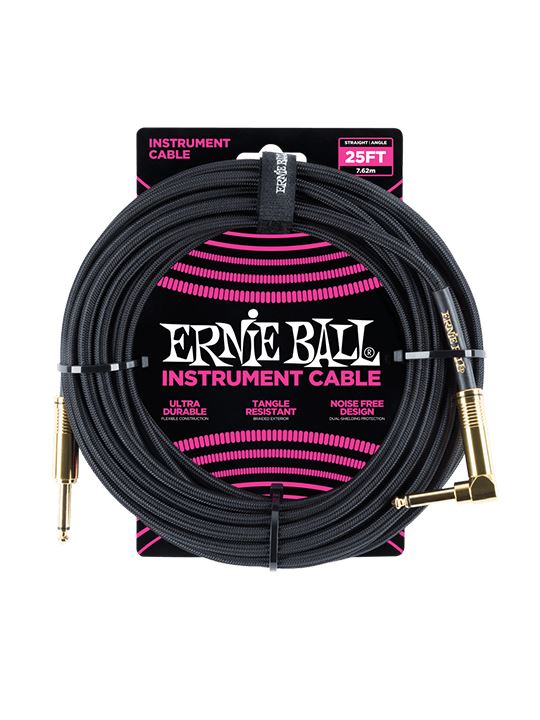 Ernie Ball INSTRUMENT CABLE 25FT S/A BLACK