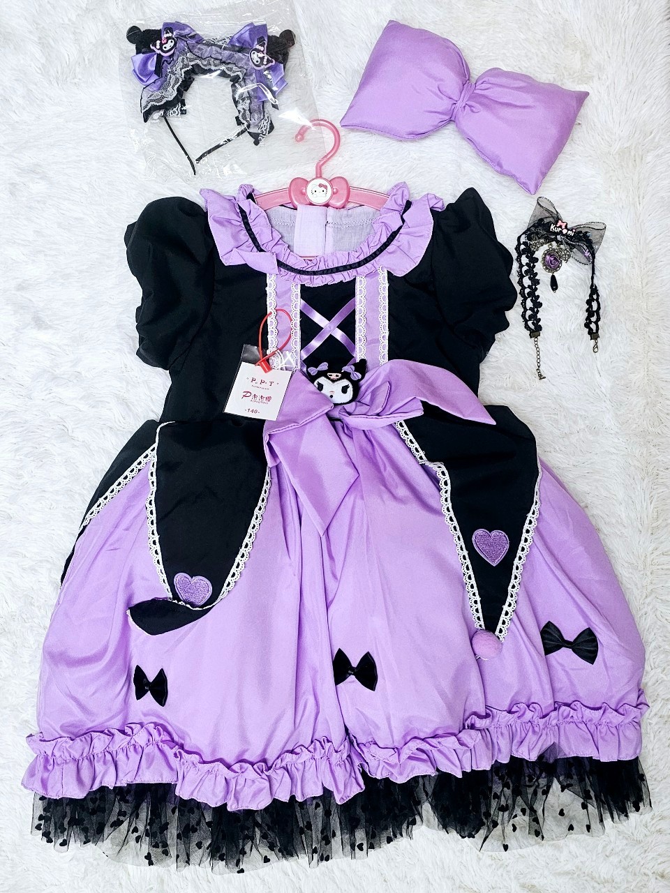 ชุด Kuromi ไซส์ 140 พร้อมเครื่องประดับ