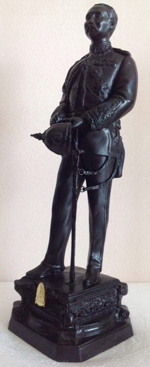 พระบรมรูป รัชกาลที่5 ประทับยืน ทองเหลือง รมดำ 9นิ้ว