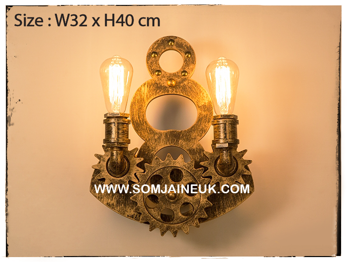 #008 โคมไฟเฟืองเกียร์หมุนได้แบบติดผนัง สไตล์ลอฟท์ เรโทร (American Retro Gear Lamp) แถมฟรีหลอดเอดิสัน !!!