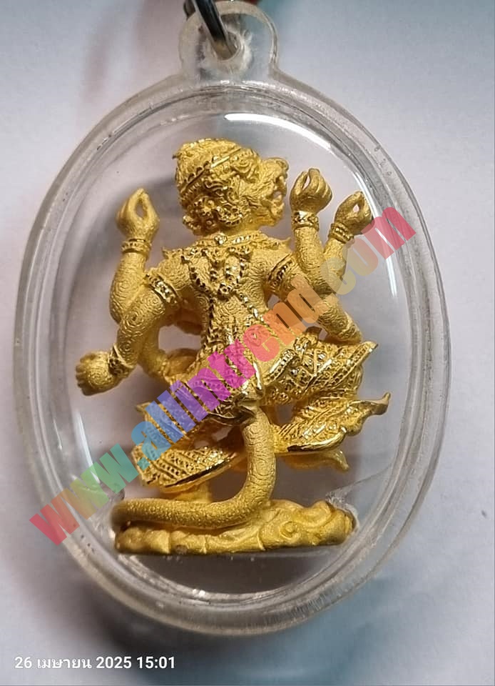 เทพหนุมาน แผลงฤทธิ์ 4 เศียร 8 กร รูปหล่อสูง 3.2 เซนติเมตร ทองทำพ่นทรายขัดเงา น้ำหนัก 29 กรัม