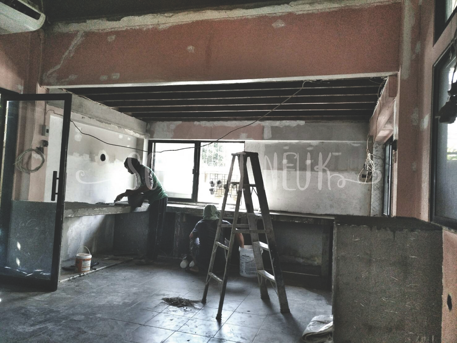 รีโนเวทครัว ฉาบปูนลอฟท์ 65 ตร.ม@ร้านอาหารย่านติวานนท์