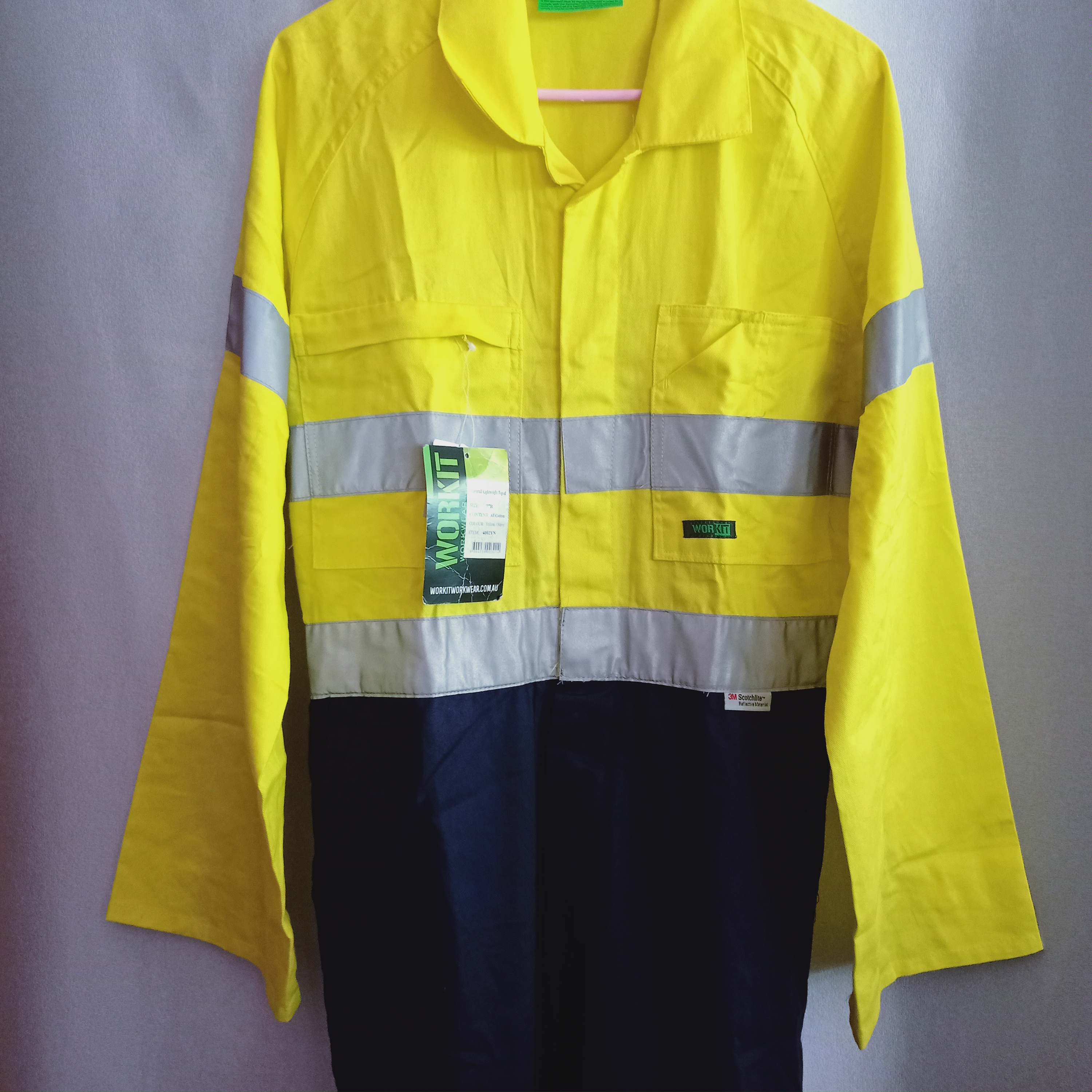ชุดหมี coverall แถบสะท้อนแสง 3M สีเหลืองกรม แบบปิดซิป ผ้า TC ชุดทำงาน ชุดหมี ชุดหมีเซฟตี้ ชุดหมีกู้ภัย ชุดหมีแฟชั่น เข้ารูป coverall ทุกไซส์ สำเนา