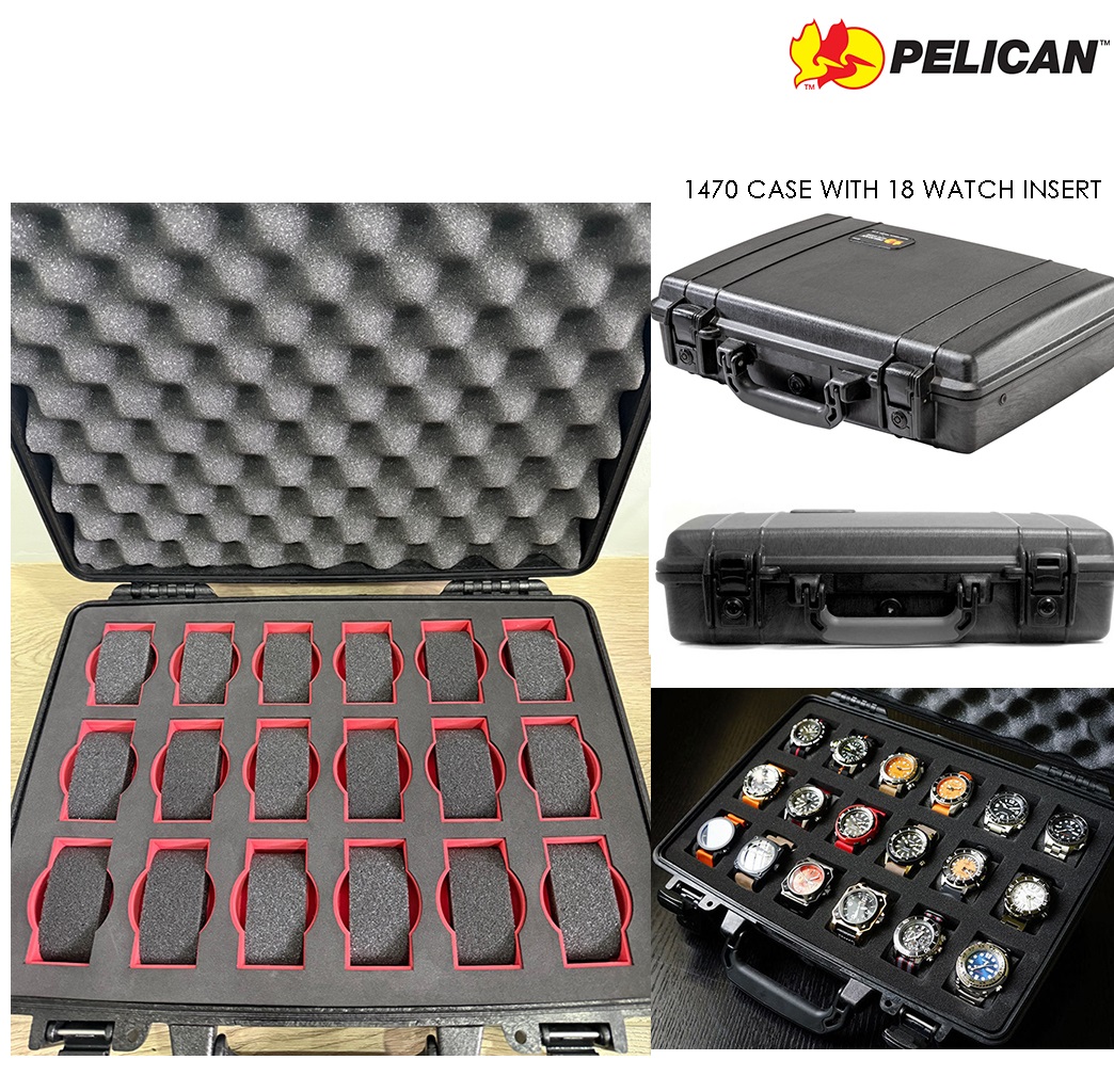 Pelican 1470 Case with Custom Foam (Fits 18 watches) - Red - ใส่นาฬกา 18เรื่อน