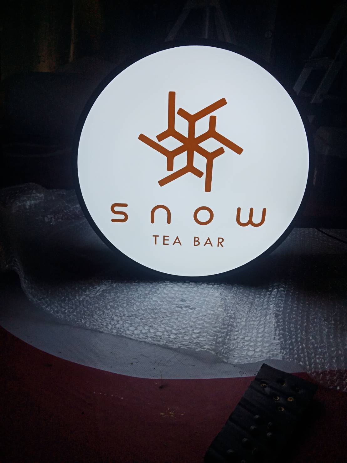 ป้ายกกล่องไฟวงกลม - SNOW TEA BAR #ร้านชานม