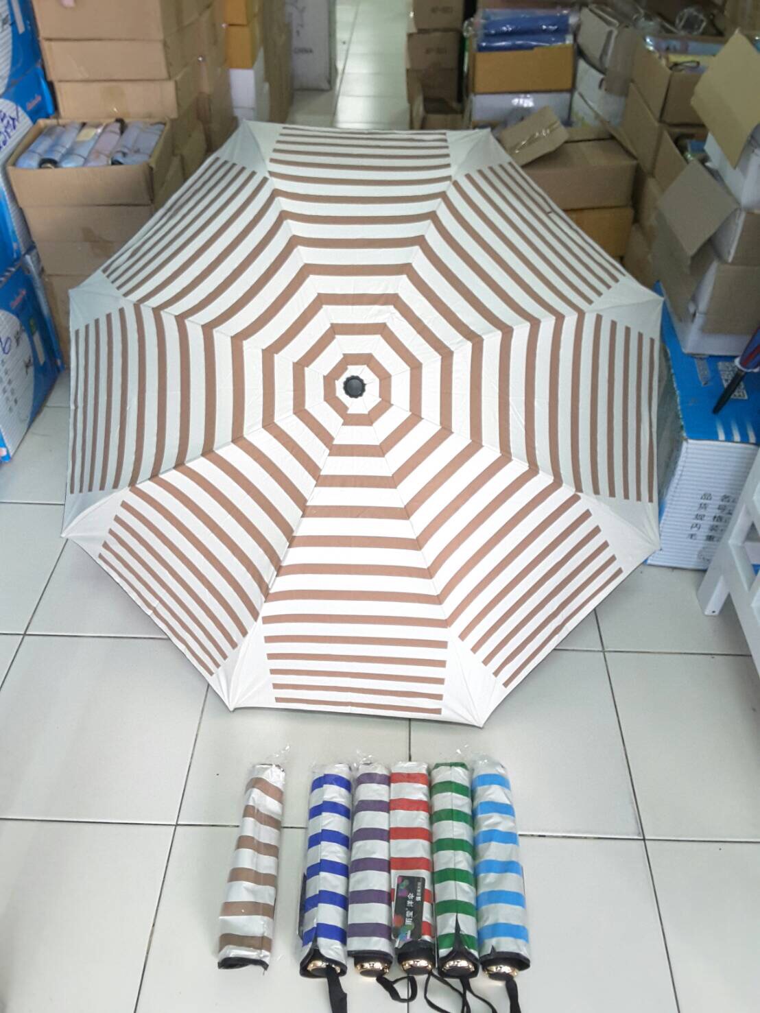 ร่มพับแฟชั่น3ตอนยูวีดำ21นิ้รหัส610