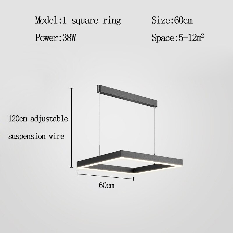 โคมไฟแขวน square ring Led วงสี่เหลี่ยม สีดำ ไฟเพดาน โคมเพดาน ไฟแขวน โคมแขวน ไฟห้อย ไฟระย้า ไฟช่อ ไฟกิ่ง สวยทันสมัย ไฟตกแต่ง หรูหรา ทนทาน ประหยัดไฟ