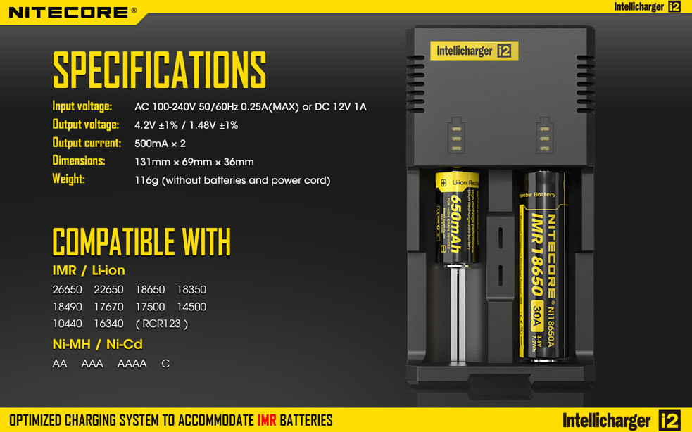 เครื่องชาร์จถ่านอัจฉริยะ Nitecore i2