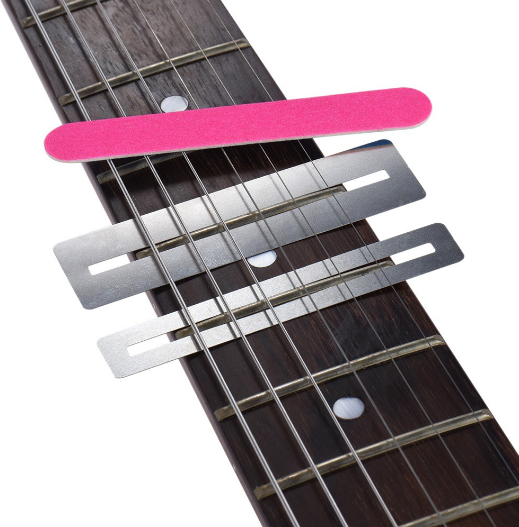 2pcs Stainless Steel Fretboard Guard Protector & Fretwire File Sanding Cleaning Polish Luthier Tool Set