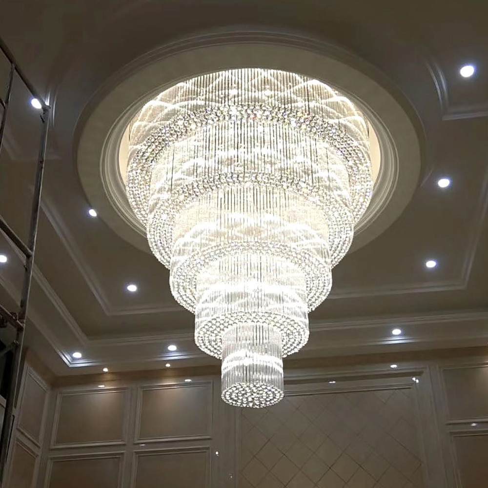 ไฟระย้า คริสตัล 5 layers ก 100 * ส 150 cm large crystal chandelier ไฟแขวน ไฟเพดาน ไฟช่อ ไฟกิ่ง