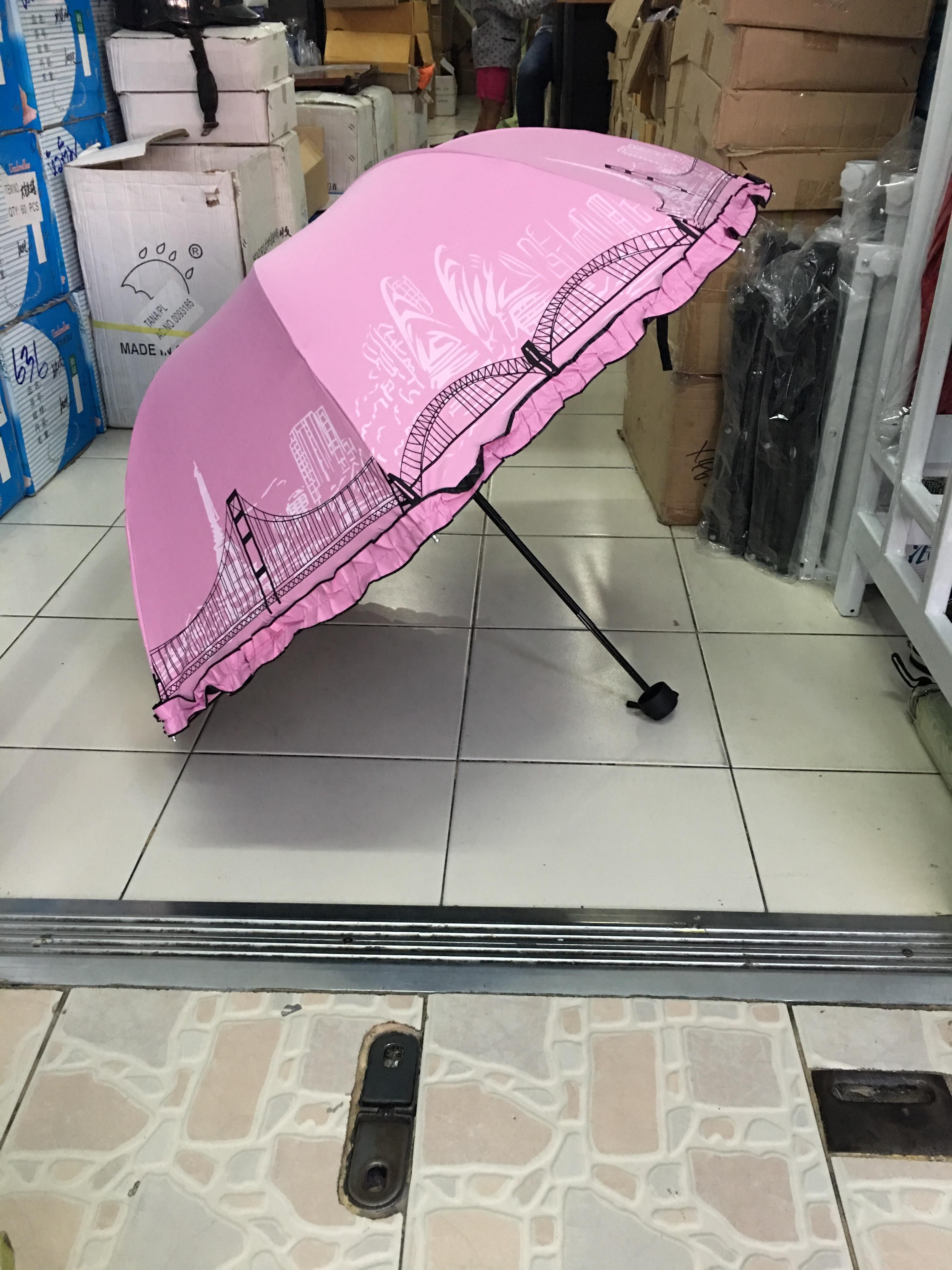 ร่มโค้งแฟชั่นรหัส657มีระบายยูวีสีดำ