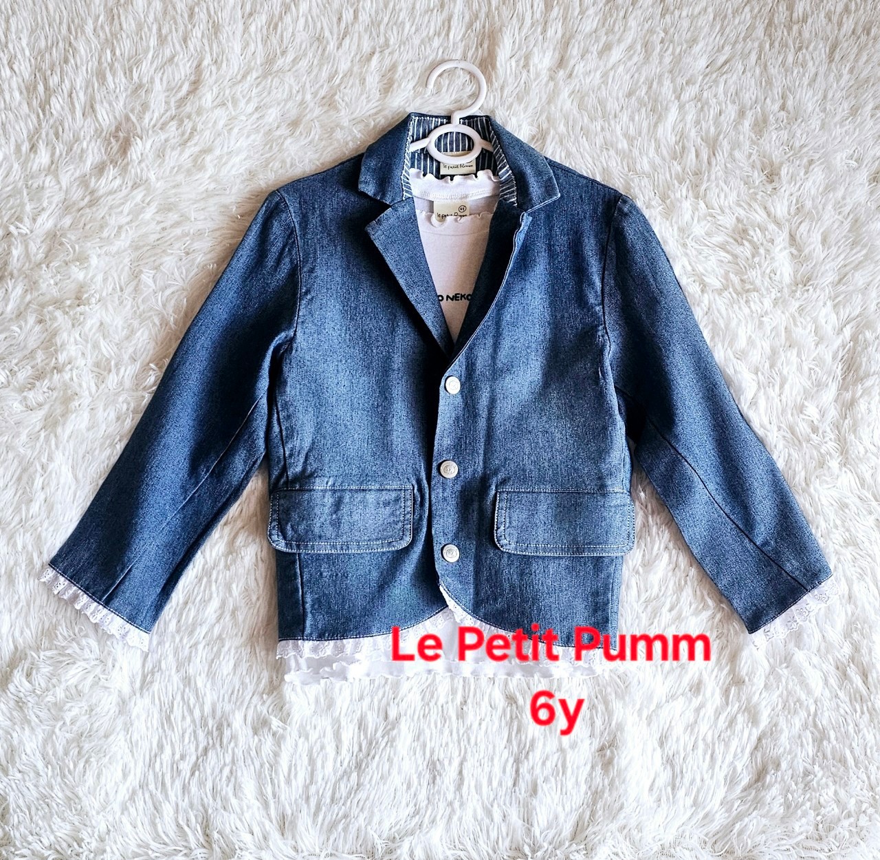 เสื้อ Jacket แขนยาว +เสื้อยืดสีขาว Le Petit Pumm ไซส์ 6y by ChaLom มือสองเหมือนใหม่ ไม่มีตำหนิ