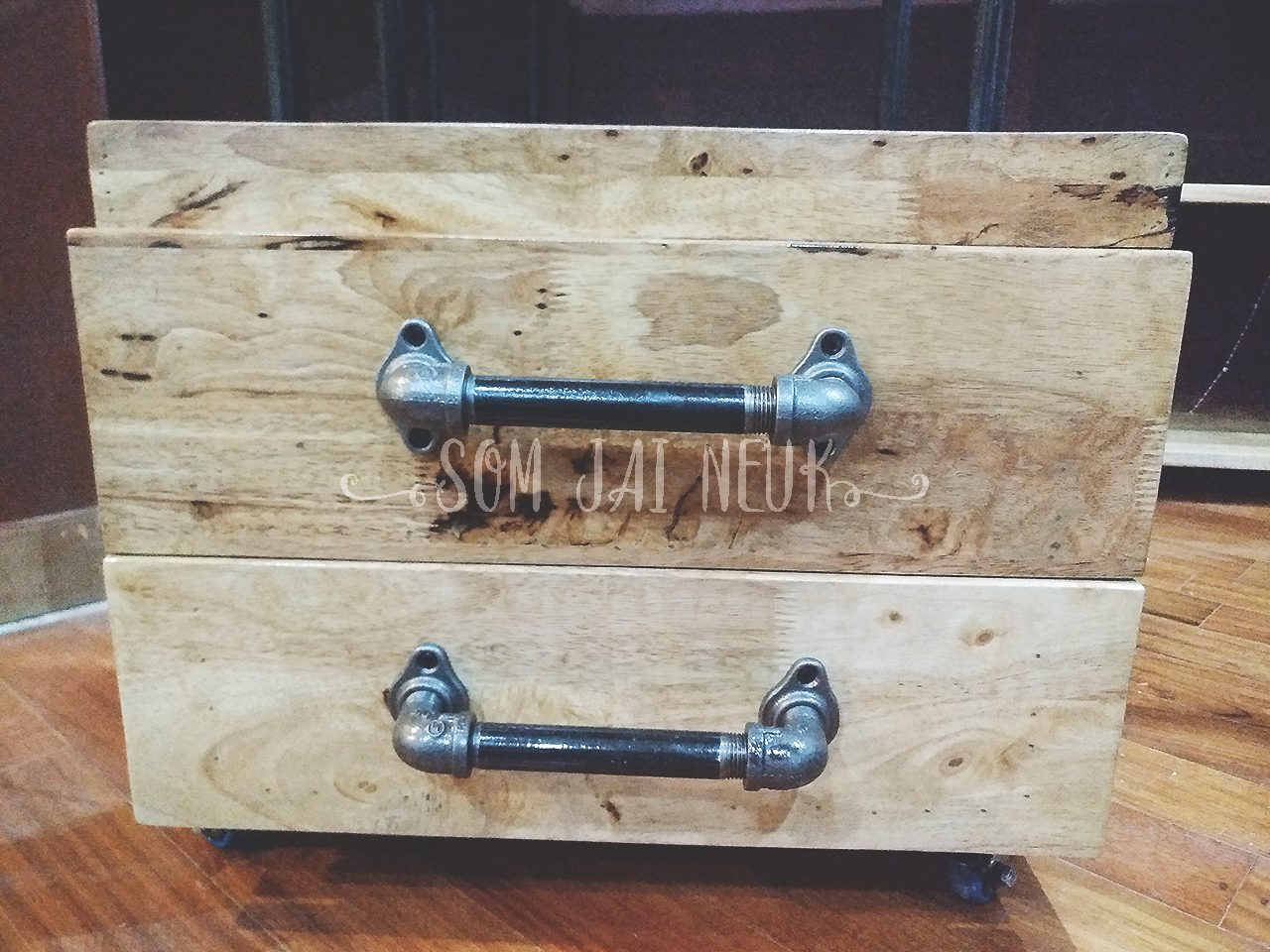 ตู้ลิ้นชักรถเข็นอเนกประสงค์ (ล้อเลื่อนล็อคได้) สไตล์ลอฟท์