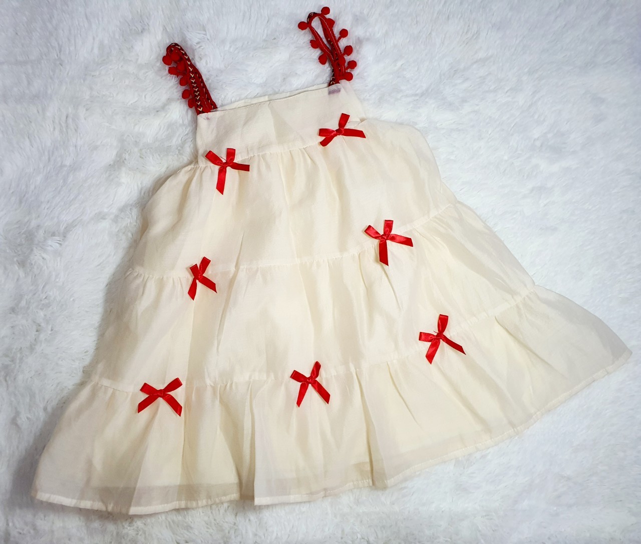 เดรส Size 13 สีเบจ สำหรับเด็ก 3-4 ปี ผ้าชีฟอง