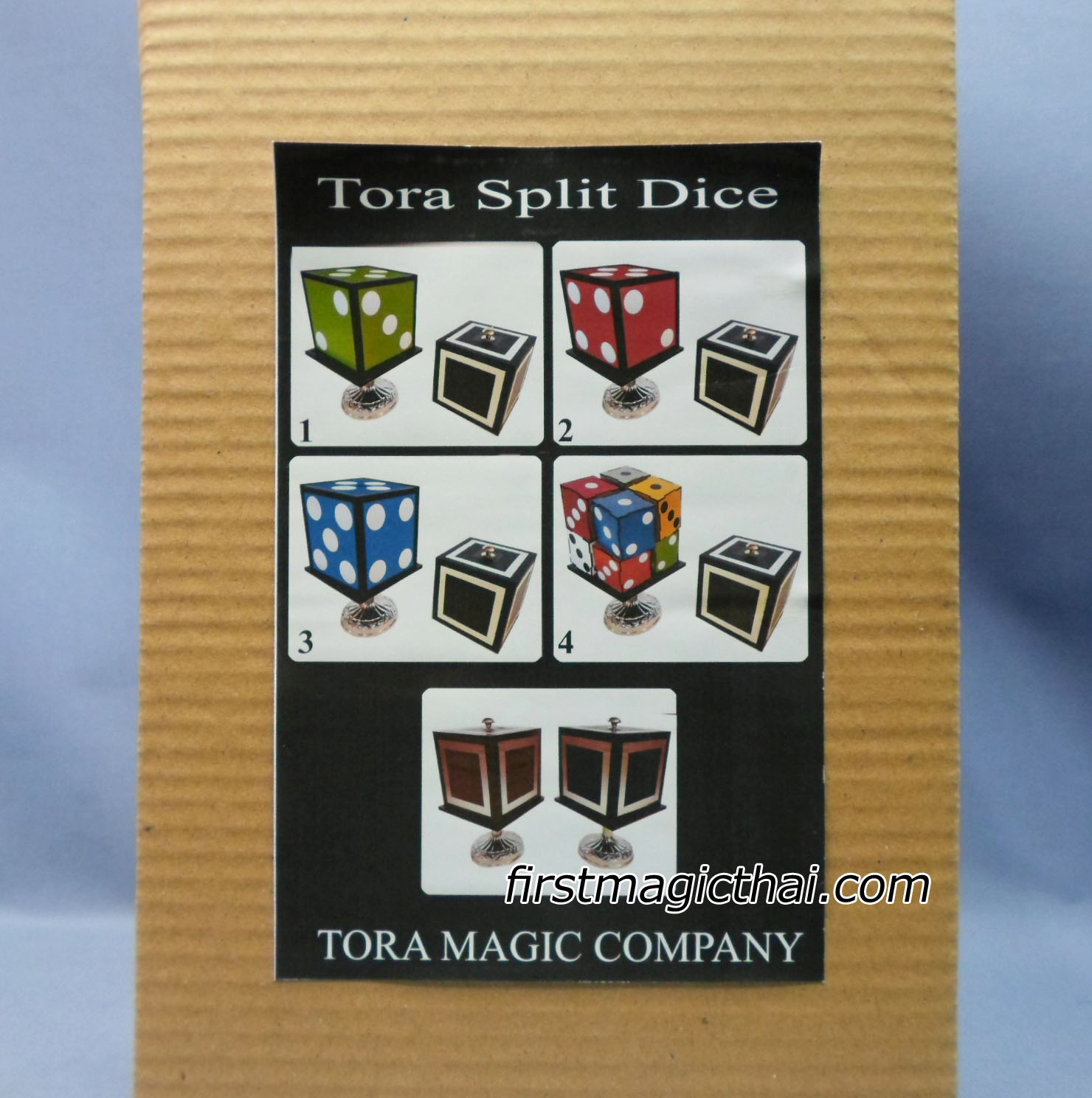 เต๋า4สี ลูกใหญ่ ลายไม้ / Tora Split Dice by Tora Magic