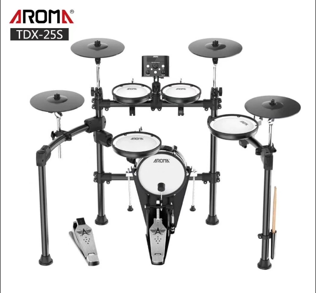 Aroma กลองไฟฟ้า กลองชุด สำหรับออกงาน รุ่น TDX-25S เซ็ตเสียงกลองแต่ละใบ , รองรับกระเดื่องคู่ , ฉาบจับหยุดทุกใบ รับประกัน Module นาน 1 ปี